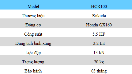 Thông Số Máy Đầm Cóc Honda HCR100